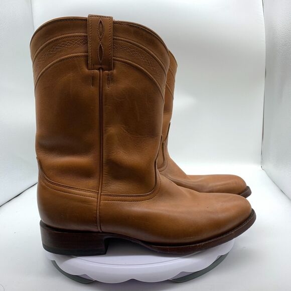 JRC & Sons Roper Boots Mens Size 9EE Caramel Brown Leather Round Toe - Picture 1 of 14